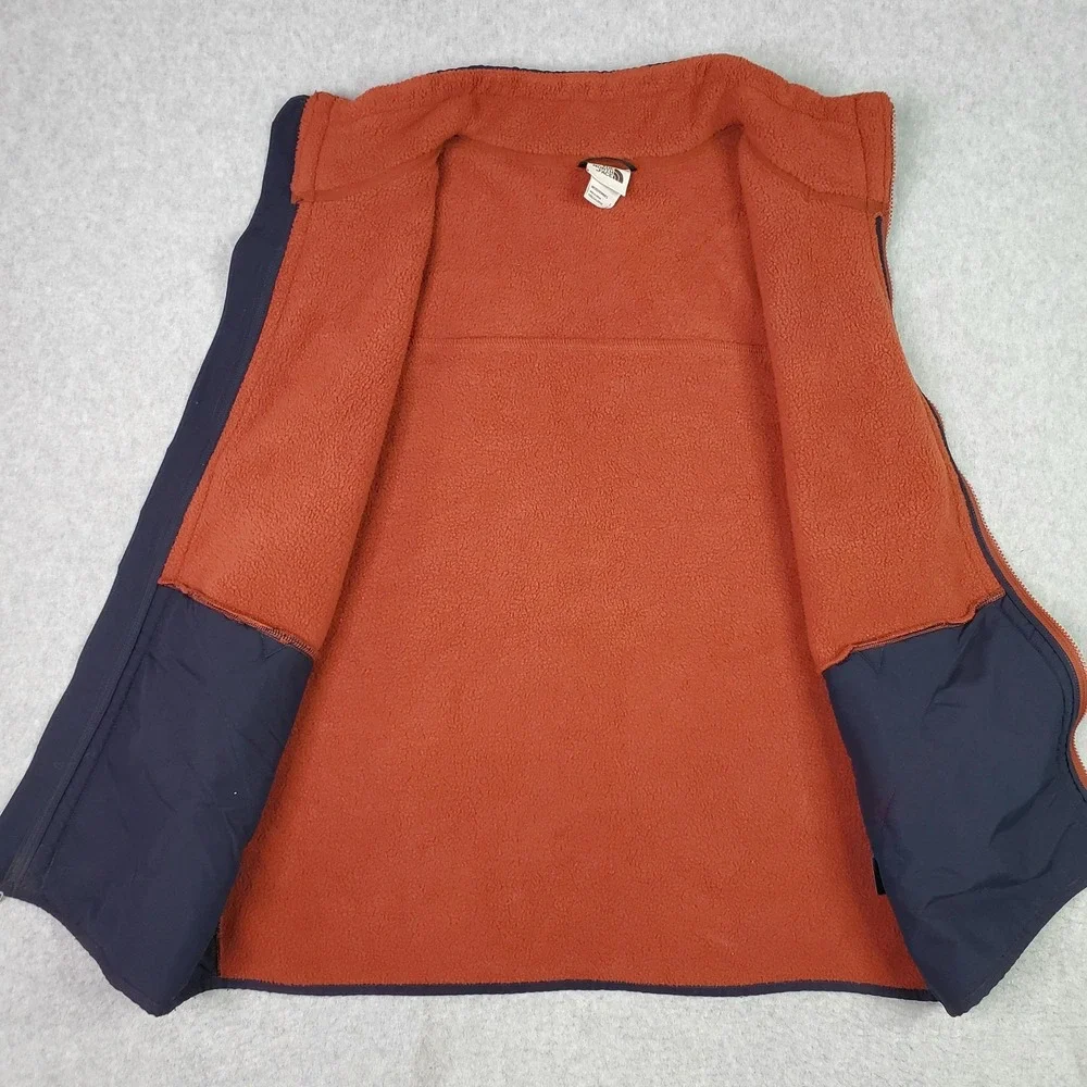 The North Face Vest Mens Large Rust Fleece Full Zip Insulated Pockets Outdoor